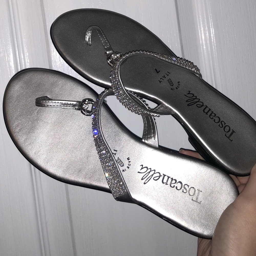 Silver Sparkle Flip Flops
